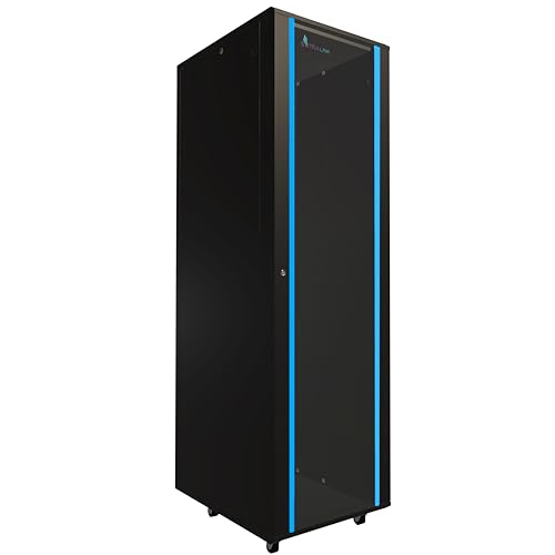 Netzwerkschrank 19 Zoll 42 HE 600x800 freistehend abnehmbare Seitenwände selbstmontierender Rahmen Serverschrank 19 Zoll für Switches UPS Server gehärtetes Glas Schwarz Rack 19 Zoll von EXTRALINK
