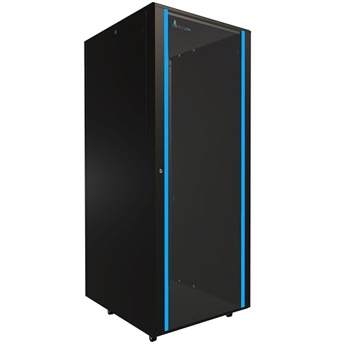 Netzwerkschrank 19 Zoll 42 HE 800x1000 freistehend abnehmbare Seitenwände selbstmontierender Rahmen Serverschrank 19 Zoll für Switches UPS Server gehärtetes Glas Schwarz Rack 19 Zoll von EXTRALINK