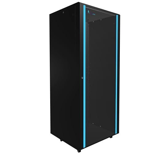 Netzwerkschrank 19 Zoll 42 HE 800x800 freistehend abnehmbare Seitenwände selbstmontierender Rahmen Serverschrank 19 Zoll für Switches UPS Server gehärtetes Glas Schwarz Rack 19 Zoll von EXTRALINK