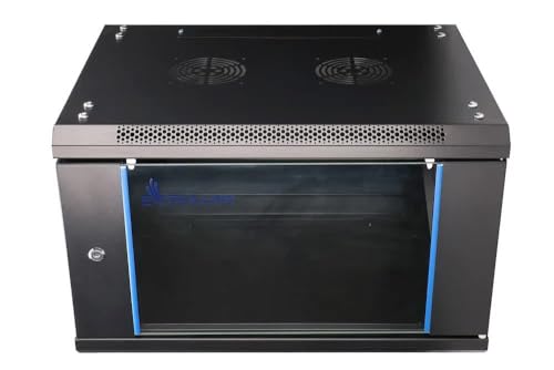 Netzwerkschrank 19 Zoll 6 HE 600x600 Wandmontage selbstmontierender Rahmen abnehmbare Seitenwände für Switches UPS Server Netzwerkausrüstung Serverschrank 19 Zoll gehärtetes Glas Schwarz Rack 19 Zoll von EXTRALINK