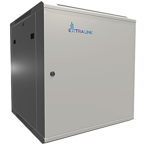 Extralink Serverschrank 19 Zoll 12HE – Netzwerkschrank 600mm Tiefe zur Wand- oder Standmontage, Traglast 60 kg, Metall-Gehäuse, abschließbar 180° Öffnung, grau – ideal für Heimnetzwerk & IT-Geräte von EXTRALINK