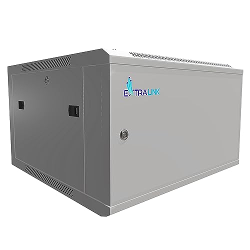 Extralink Serverschrank 19 Zoll 6HE – Netzwerkschrank 600mm Tiefe zur Wand- oder Standmontage, Traglast 60 kg, Metall-Gehäuse, abschließbar 180° Öffnung, grau – ideal für Heimnetzwerk & IT-Geräte von EXTRALINK