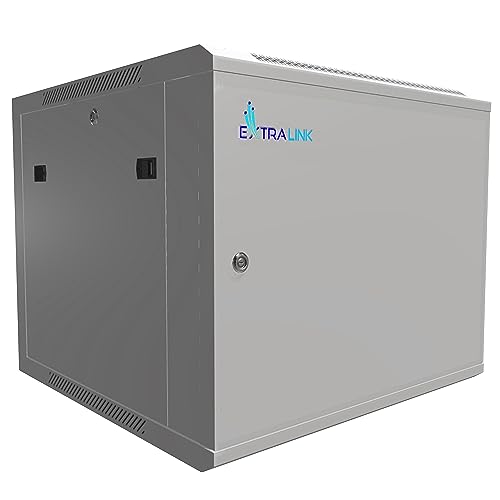 Extralink Serverschrank 19 Zoll 9HE – Netzwerkschrank 600mm Tiefe zur Wand- oder Standmontage, Traglast 60 kg, Metall-Gehäuse, abschließbar 180° Öffnung, grau – ideal für Heimnetzwerk & IT-Geräte von EXTRALINK