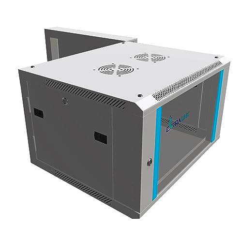 Extralink Serverschrank 19 Zoll 6HE – Netzwerkschrank 600mm Tiefe zur Wandmontage oder Standmontage, 60kg Traglast, gehärtete Glastür, Front- und Hecköffnung, Grau – für Heimnetzwerk & IT-Geräte von EXTRALINK