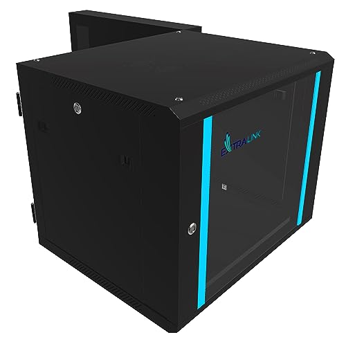 Extralink Serverschrank 19 Zoll 9HE – Netzwerkschrank 600mm Tiefe zur Wandmontage oder Standmontage, 60kg Traglast, gehärtete Glastür, Front- und Hecköffnung, Schwarz – für Heimnetzwerk & IT-Geräte von EXTRALINK