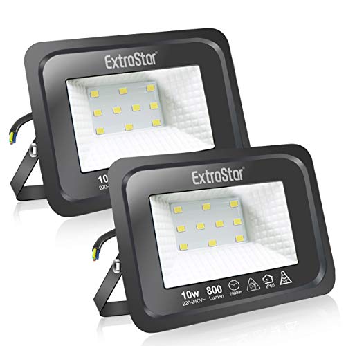 EXTRASTAR 10W LED Strahler, Superhell Led Strahler Außen, IP65 Wasserdicht LED Fluter, 6500K Kaltweiß Scheinwerfer Flutlicht,strahler außen 2 Stücke EXTRASTAR 10W LED Strahler, Superhell Led Strahler Außen, IP65 Wasserdicht LED Fluter, 6500K Kaltweiß Scheinwerfer Flutlicht,strahler außen 2 Stücke von EXTRASTAR