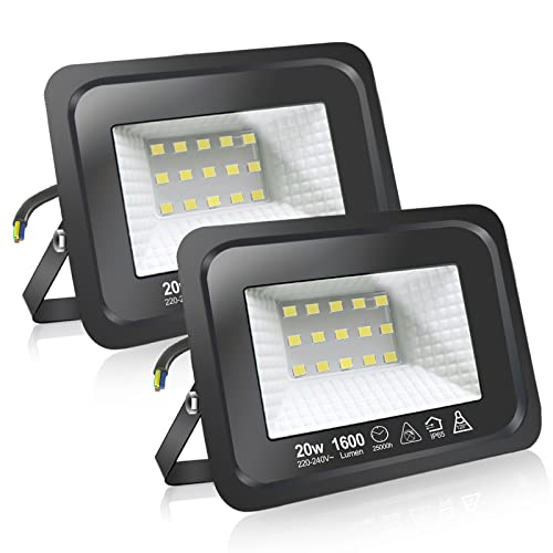 EXTRASTAR 20W LED Strahler, Superhell Led Strahler Außen, IP65 Wasserdicht LED Fluter, 3000K Warmweiß Scheinwerfer Flutlicht，strahler außen 2 Stücke von EXTRASTAR