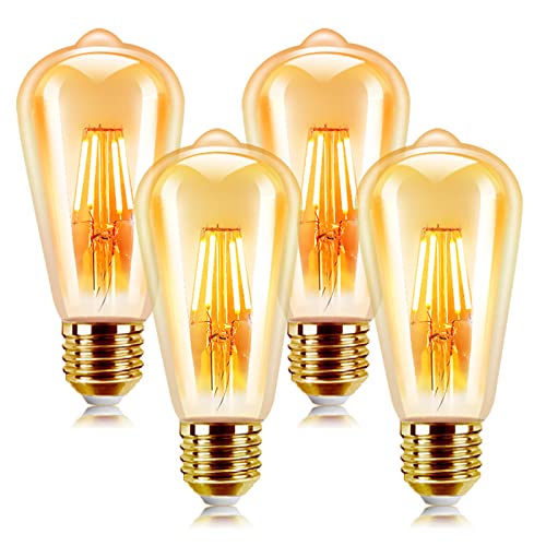 EXTRASTAR Edison Vintage Glühbirne E27,Vintage Glühbirne E27 6W 2200K,E27 Led Warmweiss,Geeignet für Zuhause, Café usw,Nostalgische Dekoration,4er Pack von EXTRASTAR