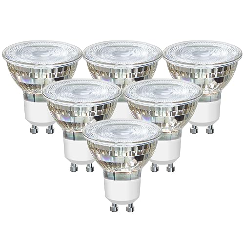 EXTRASTAR GU10 LED Lampenschirm aus Glas Warmweiss, 5W Ersetzt 60W Halogenlampen, 425 LM, 3000K Birnen, Abstrahlwinkel 38 Grad, Nicht Dimmbar Reflektorlampe, 6 Stück von EXTRASTAR