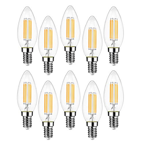 EXTRASTAR nicht dimmbar E14 LED Birne Filament im C35 altmodische-Stil,entspricht 40W, 400lm,Heißlicht 10 Stück (Packung mit 1) C35E14 4W 3000K von EXTRASTAR