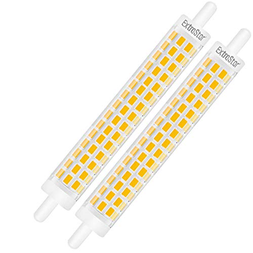 EXTRASTAR R7S LED Nicht dimmbare 8W 118mm LED Birne mit doppeltem linearem Effekt 3000K entspricht 64W, 800LM 2 Stück (Packung mit 1) Warmweiß von EXTRASTAR