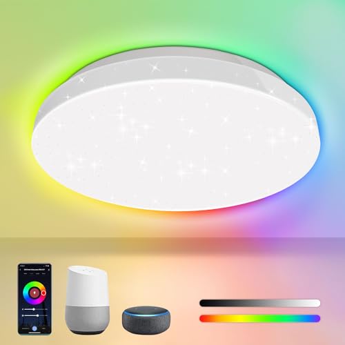 EXTRASTAR Smart LED Deckenleuchte Dimmbar, 2000LM Wlan Deckenlampe,Steuerbar via App, Kompatibel mit Alexa Google Home von EXTRASTAR