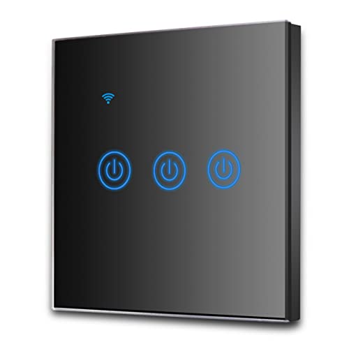 EXTRASTAR WLAN-Touch-Wandschalter, 3-Wege, 3 Kanäle, Kompatibilität mit intelligenten Assistenten wie Google Home und Amazon Alexa, neutrales Kabel erforderlich, Schwarz EXTRASTAR WLAN-Touch-Wandschalter, 3-Wege, 3 Kanäle, Kompatibilität mit intelligenten Assistenten wie Google Home und Amazon Alexa, neutrales Kabel erforderlich, Schwarz von EXTRASTAR