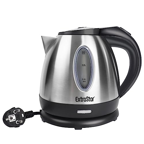 EXTRASTAR 1630W Wasserkocher aus Edelstahl mit automatischer Abschaltung, 360° drehbarer Boden, Trockengehschutz, kein BPA 1.2L von EXTRASTAR