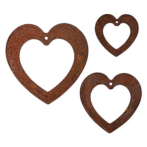 EXTRAVAGANT® 3er Set Herzen Hänger Gartendekoration Wohnungsdeko Metall Stahl Rost Edelrost wetterfest Garten Wohnung Love Geschenk Muttertag Valentinstag Geburtstag Grabschmuck von EXTRAVAGANT