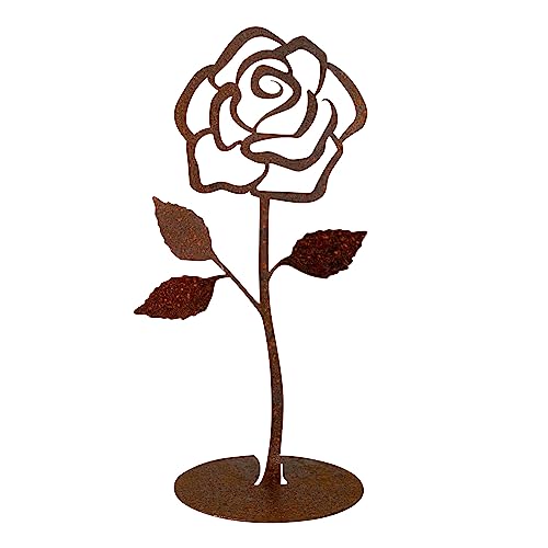 EXTRAVAGANT® Rose aus Metall Gartendeko Wohnungsdeko Weihnachtsdeko Outdoor Metall Stahl Rost Edelrost wetterfest Garten Geschenk für Freundin Freund Hochzeit Muttertag Valentinstag Grabschmuck von EXTRAVAGANT