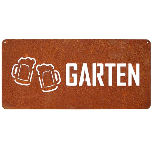 EXTRAVAGANT® Schild „Biergarten“ Wanddekoration Gartendeko Wohnungsdeko Gartenschild Metall Innen Außen wetterfest Geschenk Garten Wohnung Terrasse Geschenkidee Geburtstag von EXTRAVAGANT