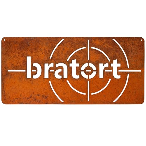 EXTRAVAGANT® Schild „Bratort“ Wanddekoration Gartendeko Wohnungsdeko Gartenschild Metall Innen Außen wetterfest Geschenk Garten Wohnung Terrasse Geschenkidee Geburtstag von EXTRAVAGANT