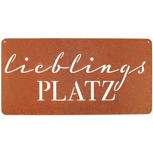 EXTRAVAGANT® Schild „Lieblingsplatz“ Wanddekoration Gartendeko Wohnungsdeko Gartenschild Metall Innen Außen wetterfest Geschenk Garten Wohnung Terrasse Geschenkidee Geburtstag von EXTRAVAGANT