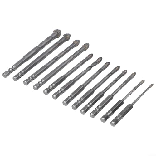 12 Stück Exzenterbohrer 3 bis 12 mm 4 Flöten Sägezahn-Set für Holz Metall mit Sechskantschaft für schnellen und reibungslosen Bohrvorgang (Silber) von EXTRWORY