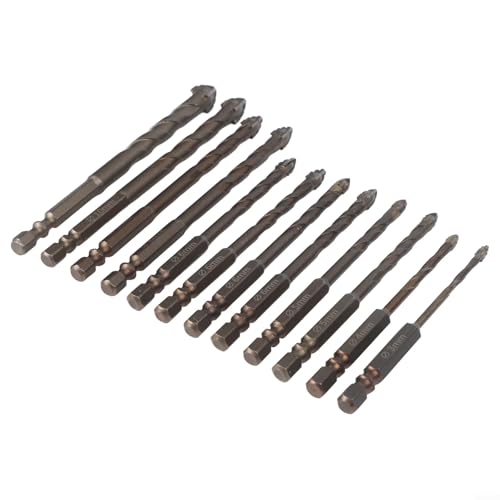 12 Stück Exzenterbohrer 3 bis 12 mm 4 Flöten Sägezahn-Set für Holz Metall mit Sechskantschaft für schnellen und reibungslosen Bohrvorgang (gelb) von EXTRWORY