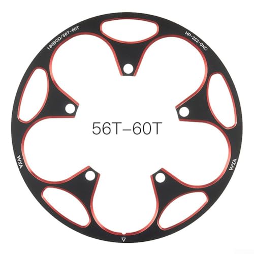 130BCD Fahrradkettenschutz Kettenschutz Abdeckung Leichte Aluminiumlegierung Schwarz (56T-60T Rot) von EXTRWORY