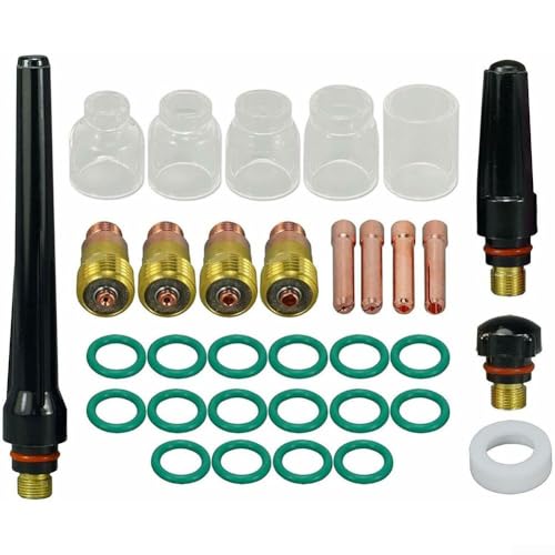 33-teiliges Set für Kurzgaslinse und Spannzangenkörper, kompatibel mit Db SR WP 17 18 26 WIG-Taschenlampen von EXTRWORY