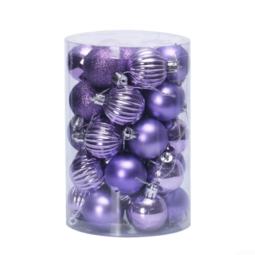 34-teiliges Weihnachtskugel-Ornament-Set aus Kunststoff mit verschiedenen Oberflächen und Haken für Urlaubsdekoration drinnen und draußen (10#) von EXTRWORY