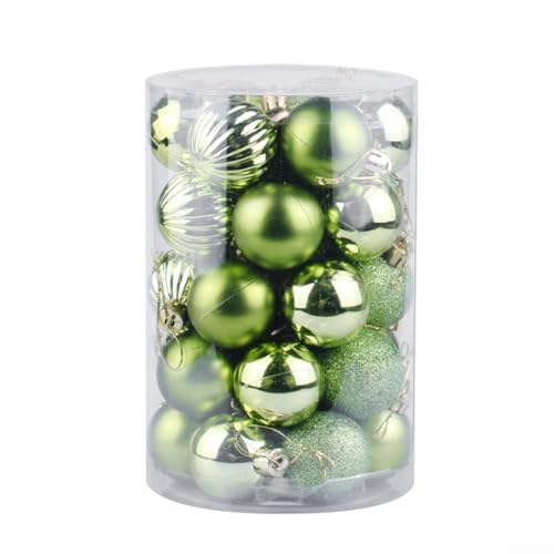 34-teiliges Weihnachtskugel-Ornament-Set aus Kunststoff mit verschiedenen Oberflächen und Haken für Urlaubsdekoration drinnen und draußen (12#) von EXTRWORY