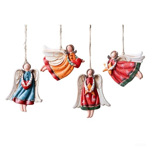 4 Engel-Ornamente aus Kunstharz zum Aufhängen an Weihnachtsbäumen zur Verschönerung der festlichen Dekoration von EXTRWORY