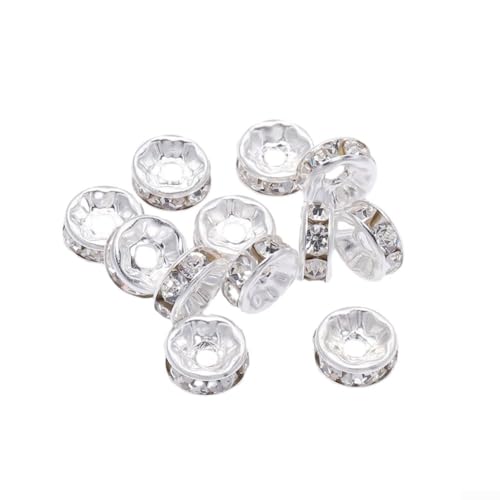 50 Stück Strass-Perlen für Schmuckherstellung, perfekt für DIY-Projekte und kreative Designs (Silber) von EXTRWORY