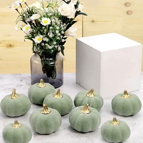 9 Stück Dekorative Grüne Schaumkürbisse Wiederverwendbar für Herbst und Halloween Simulierte Kürbisse für Tische, Kränze, Blumenarrangements 9 Stück Dekorative Grüne Schaumkürbisse Wiederverwendbar für Herbst und Halloween Simulierte Kürbisse für Tische, Kränze, Blumenarrangements von EXTRWORY