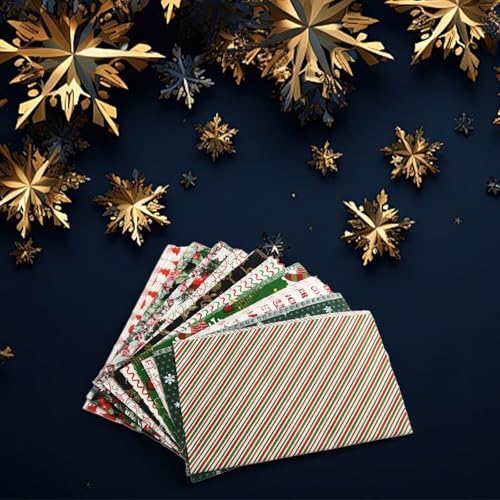Baumwollstoff für Weihnachtsserie, Nähen und Quilten, Basteln mit bedrucktem Weihnachtsmann, Weihnachtsbaum, Noel Sack, Strümpfe, Muster für handgefertigte Bastelprojekte (5 Stück (10 Stück (zufällige von EXTRWORY