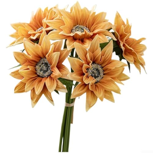 ChFor Arming PU Sunflower Bouquets Eye CFor atching Decor for Any OccFor asion (Dark Orange) von EXTRWORY