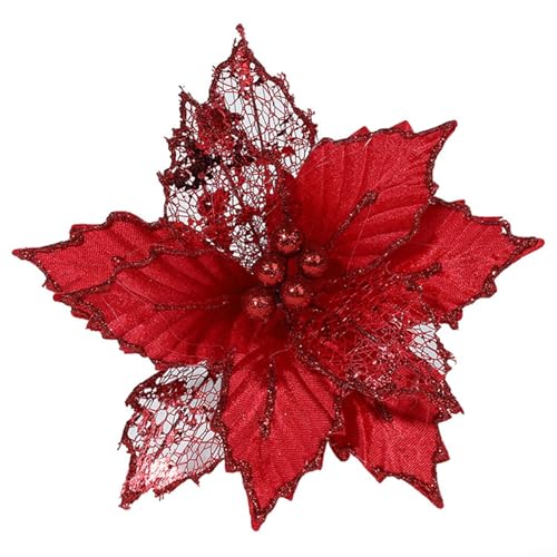 Chic Weihnachtsstern Glitzer Blume Hängende Dekoration für Haus und Garten Urlaub Dekor (Rot) von EXTRWORY