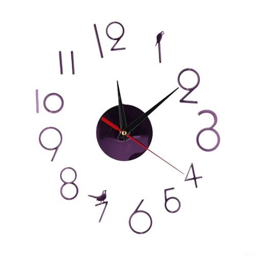 DIY 3D Wanduhr mit lautlosem Mechanismus, benutzerdefinierte Zahlenaufkleber für kreatives Dekor (Lila) von EXTRWORY