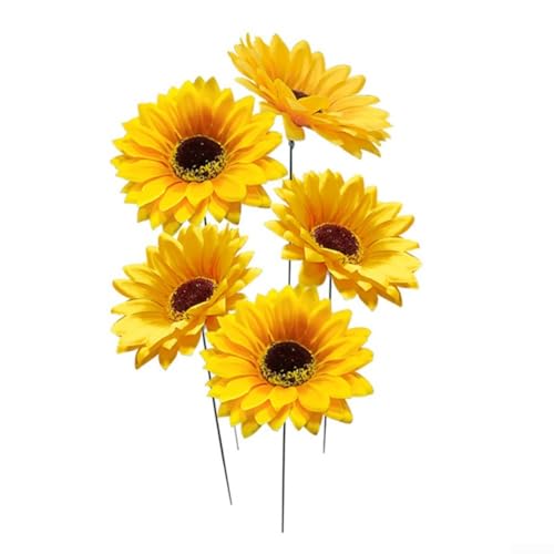 Dekorative Sonnenblumen für den Garten, 5 Stück, lebensechte Blumenstecker für den Innen- und Außenbereich, perfekte Ergänzung für Ihre Heimdekoration (5 Stück) von EXTRWORY