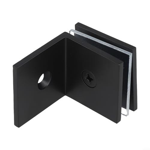 Duschglas-Klemmhalter aus massivem Messing, 90-Grad-Winkel-Halterung für sichere Glaswandinstallationen (schwarz) von EXTRWORY