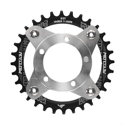E-Bike Kettenblatt und Adapter für Bafang 0102 Antriebsmotor 104BCD Ritzel Aluminiumlegierung 32T 34T 36T 38T Elektrofahrrad Ersatz (38T Schwarz) von EXTRWORY