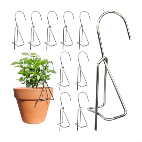 EXTRWORY 10 Stück Pflanzenaufhänger Haken Edelstahl Terrakotta-Töpfe verbesserte Unterstützung Silber 12,1 cm Mehrzweck-Außen- und Innenbereich, Gärten, Balkone von EXTRWORY