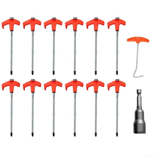 EXTRWORY 14er Set Zeltheringe aus Kohlenstoffstahl mit Gewinde zum Einschrauben All-Terrain Anker inklusive Bohreradapter und Heringsentferner windabweisend orange EXTRWORY 14er Set Zeltheringe aus Kohlenstoffstahl mit Gewinde zum Einschrauben All-Terrain Anker inklusive Bohreradapter und Heringsentferner windabweisend orange von EXTRWORY