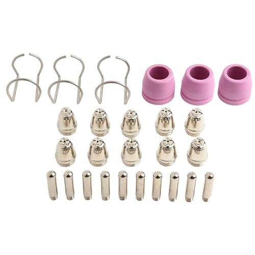 EXTRWORY 26-teiliges Plasmaschneider-Taschenlampen-Verbrauchsmaterial-Set für SG55 AG60 WSD-60P inklusive Spitzen Düsen Elektroden Shield Cups Drahtführungen für professionelle Metallbearbeitung von EXTRWORY