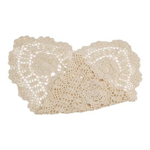 EXTRWORY 30 x 80 cm Vintage Spitze gehäkelter Tischläufer Oval Baumwolle Floral Tischdecke Home Dining Decor (Beige) von EXTRWORY