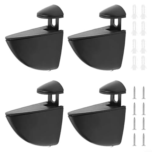 EXTRWORY 4 Stück Glasregalstützen,Glasregalhalterungen Schwarz Zinklegierung Verstellbare Glashalterungen für Dicke 2-21(L（2-21mm）) von EXTRWORY