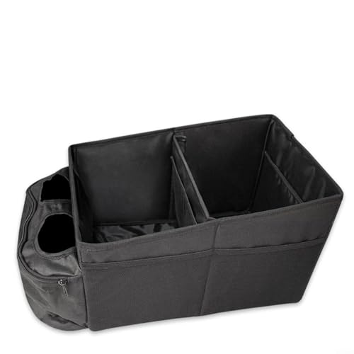 EXTRWORY 45 x 27 x 23 cm Autositz-Organizer für Vordersitze, Getränkehalter, Trennwände, schwarzes Oxford-Gewebe für Fahrzeugreisen von EXTRWORY