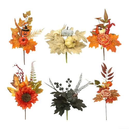 EXTRWORY 6 Stück künstliche Beeren-Kürbiszweig-Set Herbstdekorationen Zuhause Herbst Ernte Festival Halloween Thanksgiving Picks von EXTRWORY