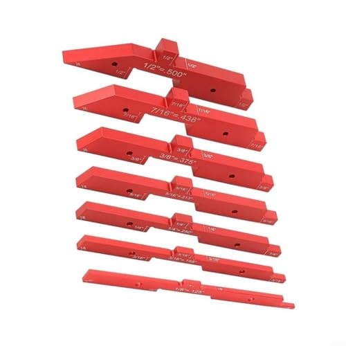 EXTRWORY 7-teiliges Set aus verstellbaren Abstandsmessblöcken und Höhenlinealen für die Holzbearbeitung Router Tisch Aufstellen Riegel Aluminium Aufstellen Blöcke Höhe(red) von EXTRWORY