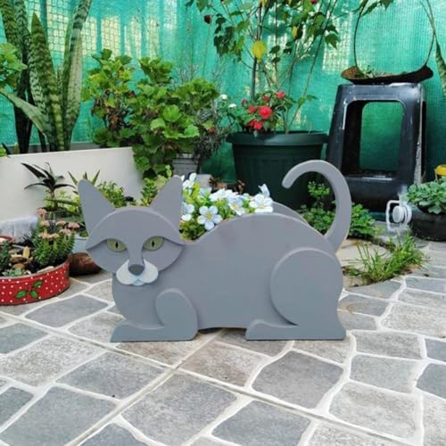 EXTRWORY Blumentöpfe für den Garten, Katze, niedliche Katzentöpfe, siamesische Katze, Blumentöpfe für drinnen und draußen, Garten, Hof, Terrasse, Dekoration (Kurzschwanzkatze) von EXTRWORY