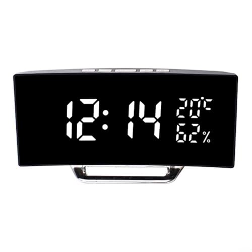 EXTRWORY Digitaler LED-Wecker mit Temperatur- und Feuchtigkeitsanzeige, einstellbare Helligkeit, 166 x 84 x 45 mm, für Schlafzimmer, Büro, Schreibtisch (weiß) von EXTRWORY