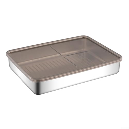 EXTRWORY Frischhaltedosen aus Edelstahl mit Deckel Set Frischhaltebox mit Deckel luftdichte Konservierungsboxen für Kühlschrank, Picknick, BBQ – Mehrzweck-Tabletts (26,5 x 19,5 x 4,2 cm) von EXTRWORY